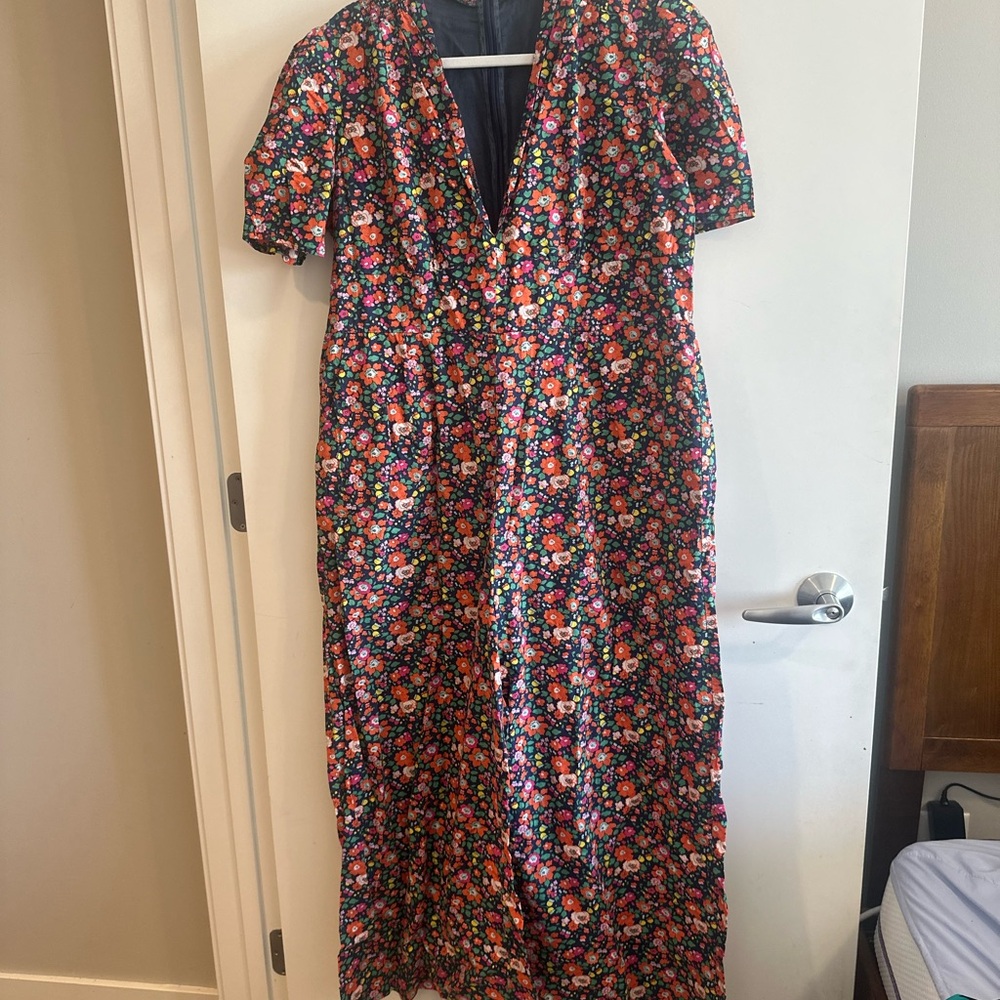 Saint Geraldine Floral V-Neck Wide Leg Jumpsuit